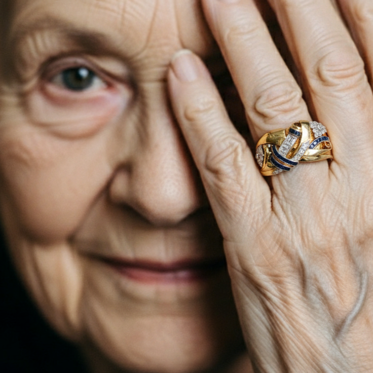 Delikatny rzemieślniczy Złoty Pierścionek