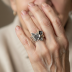 Delikatny rzemieślniczy Srebrny Pierścionek